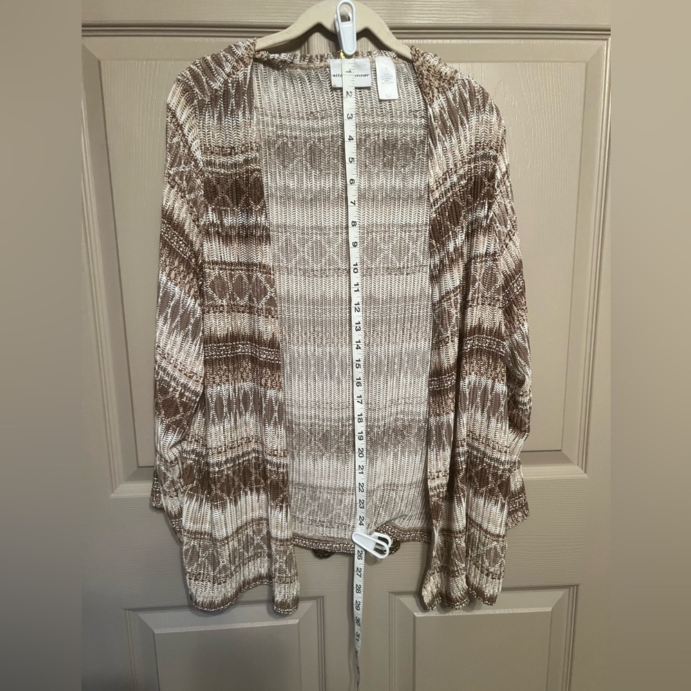 Alfred Dunner Brown and Cream Women's Cardigan - Picture 8 of 11